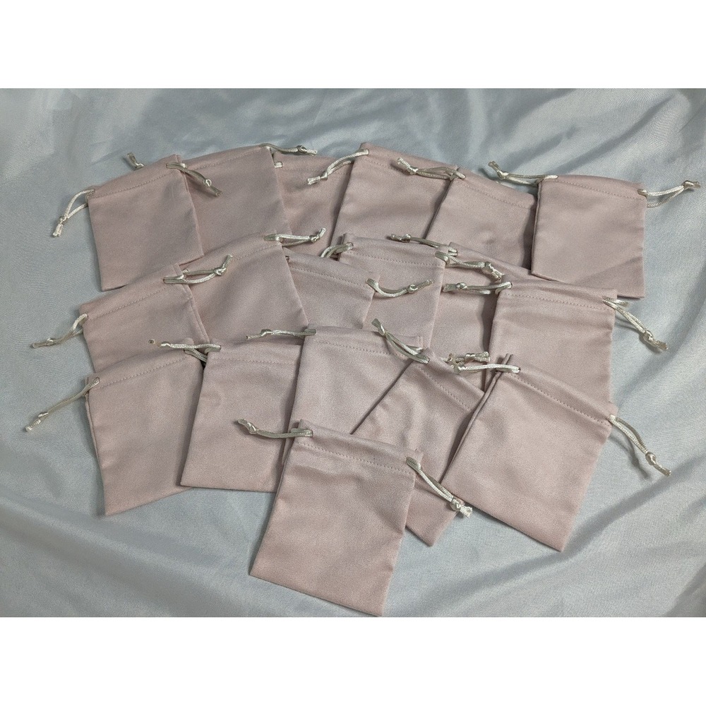 Dusty Pink Drawstring Velvet Favor Bags - Pack of 12